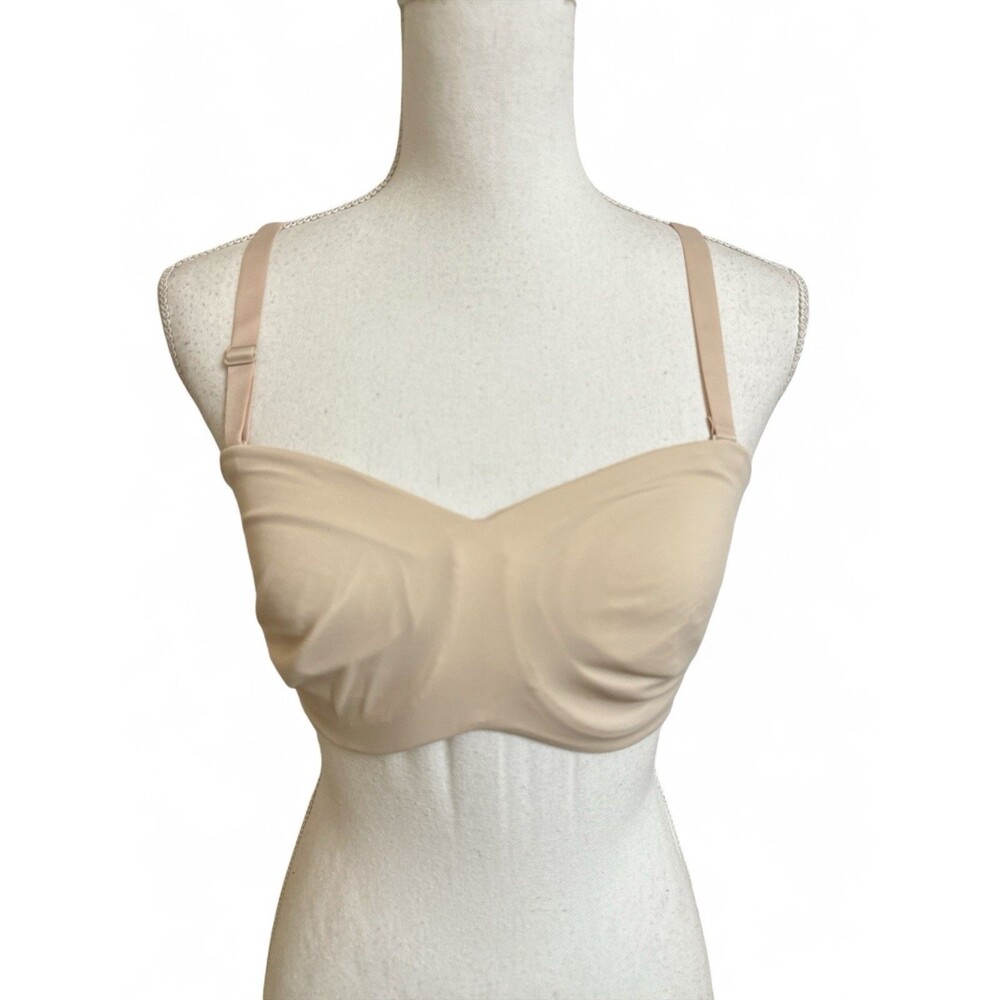 NEW Beige Strapless Multiway Bra 34C Underwire No Padding Double Lined Fabric